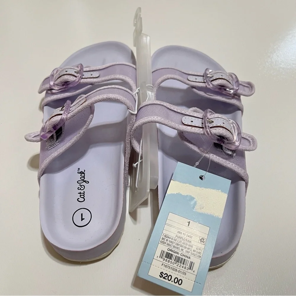 NWT Cat & Jack Kids' Kaia Mesh Footbed Sandals in purple- Size 1